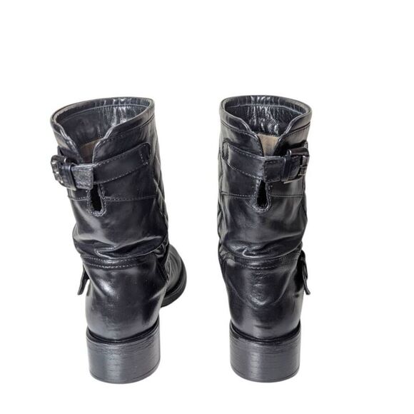 AQUATALIA Sherry Quilted Black Leather Moto Boot Size 6.5 - Picture 5 of 10